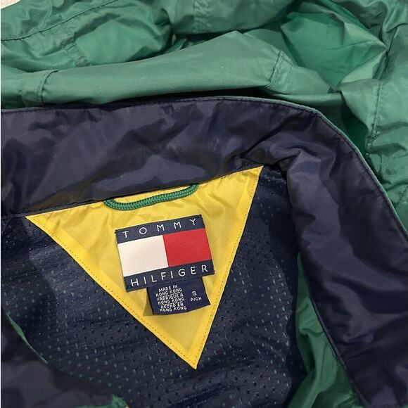 Vintage Tommy Hilfiger GreenWindbreaker‎ Hidden Hood Size Small Hong Kong - Picture 3 of 6